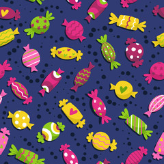 Naklejka na ściany i meble Cute seamless pattern with colorful sweets