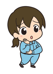 2頭身の作業員l / 帽子なし