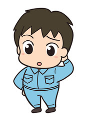 2頭身の作業員m / 帽子なし