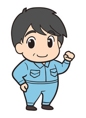 2頭身の作業員n / 帽子なし