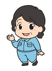 2頭身の作業員o / 帽子なし