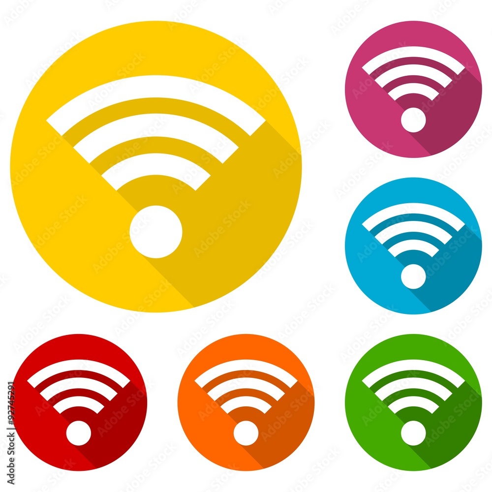 Poster wifi icon - abstract logo type icon set with long shadow