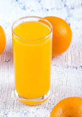 Glass of orange juice with pulp