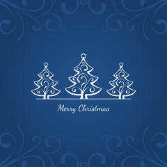 Naklejka na ściany i meble Christmas Card with white Christmas Tree