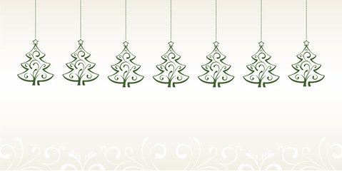 Christmas Card with green Christmas Trees