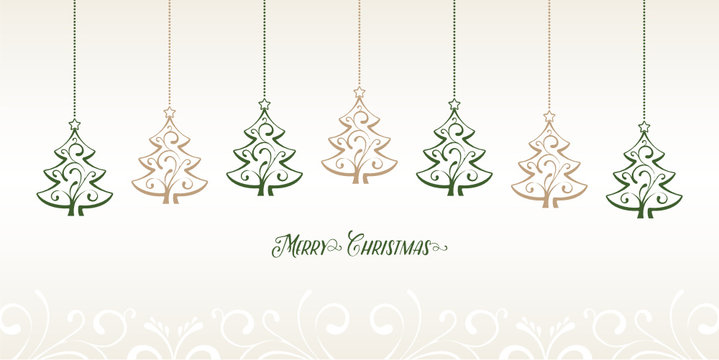 Merry Christmas Card with Christmas Trees