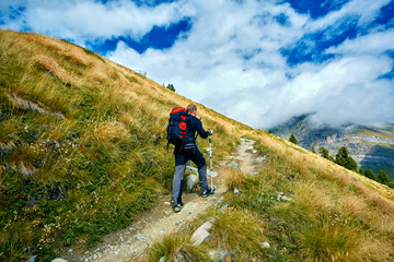Fototapeta premium hiker in the mountains