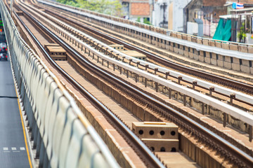 Track of BTS Sky Train System at Victory Monument, Bangkok, Thailand.