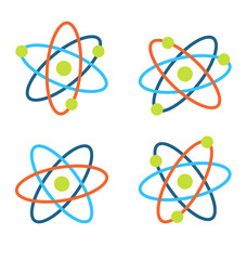 Atom Symbols for Science, Colorful Icons Isolated on White