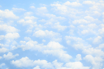 Top of clouds look from plane window