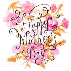 Vintage Happy Mothers Day Lettering Card.