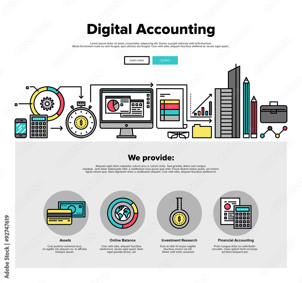 Poster digital accounting flat line web graphics