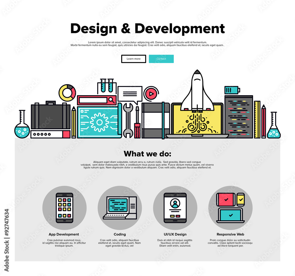 Poster design develop flat line web graphics