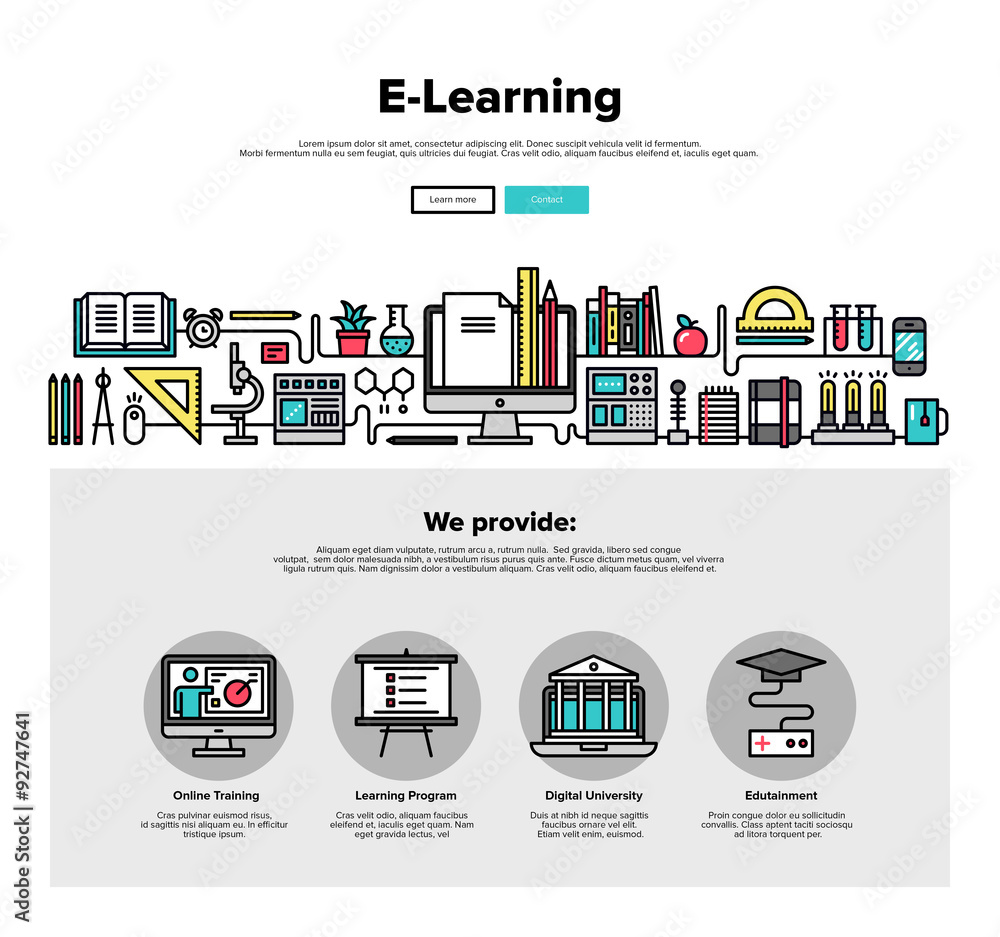 Poster e-learning flat line web graphics