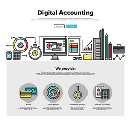 Digital accounting flat line web graphics