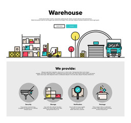 Warehouse storage flat line web graphics