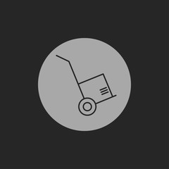 cargo transportation with hand cart icon