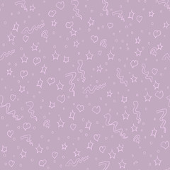 confetti, streamers, stars and hearts