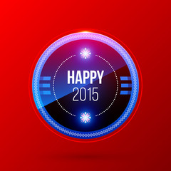 Fototapeta na wymiar New Year and Christmas label on bright red background