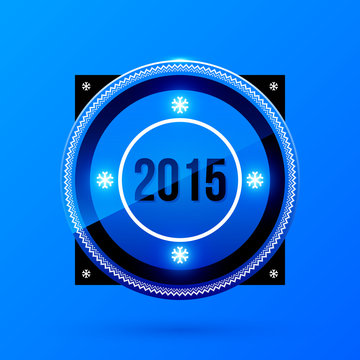 New Year and Christmas label on blue background