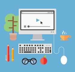 Desktop computer and objects