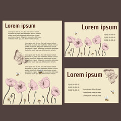 Letterhead and business cards hand-drawn poppies