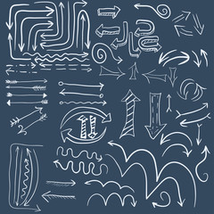 Wight doodle arrow in dark blue background