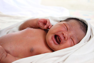 Fototapeta na wymiar Newborn Baby Crying