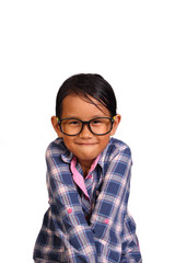 Cute Little Girl Tight Lip Smiling