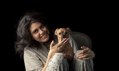 Latina teen with dog