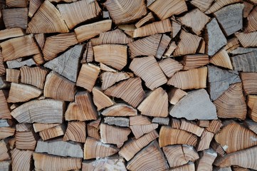Pile of chopped wood background