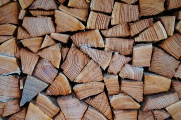 Pile of chopped wood background
