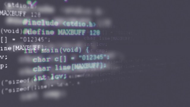 Programming code running down a computer screen terminal