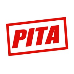PITA red stamp text on white