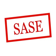 SASE red stamp text on white