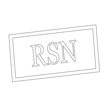 RSN Monochrome stamp text on white