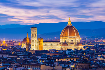 Fototapeta na wymiar The twilight of Florence in Tuscany, Italy