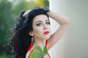 Fototapeta premium Girl in art deco style. Retro portrait.