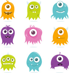 Cute Happy Flying Aliens Set