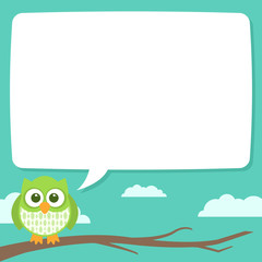 Cute Simple Cartoon Patterned Owls, Speech Bubblev