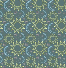 Background with the sun and the moon.