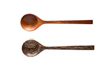 Wooden spoons isolated on white background