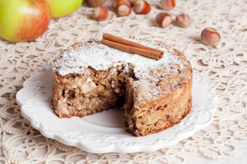 homemade apple pie on table, horizontal