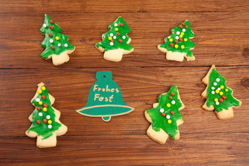 Frohes Fest, Weihnachtsplätzchen, Holzhintergrund