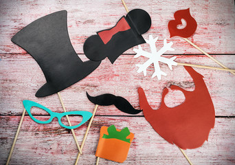 accessories for a fun holiday of paper fashion, lips, mustaches