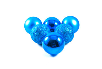 six blue sparkling ball on the white frame
