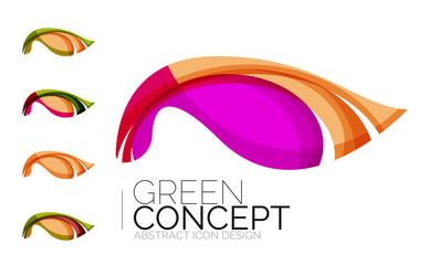 Set of abstract eco plant icons, business logotype nature green