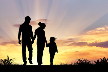 Silhouette of a happy family