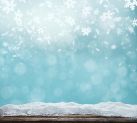 Winter abstract background with wooden planks