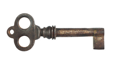 Old key isolated on white
